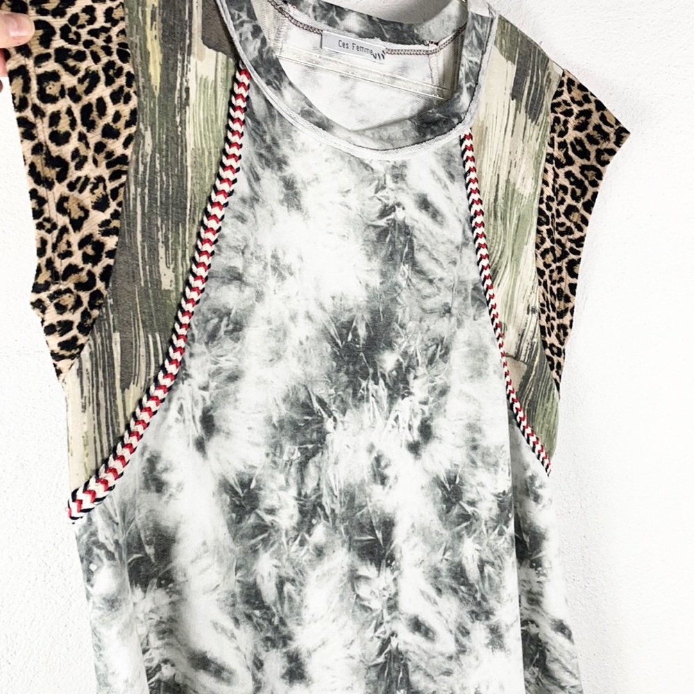 Ces Femme |Bleached Leopard Print Multi-Fabric Ro… - image 7